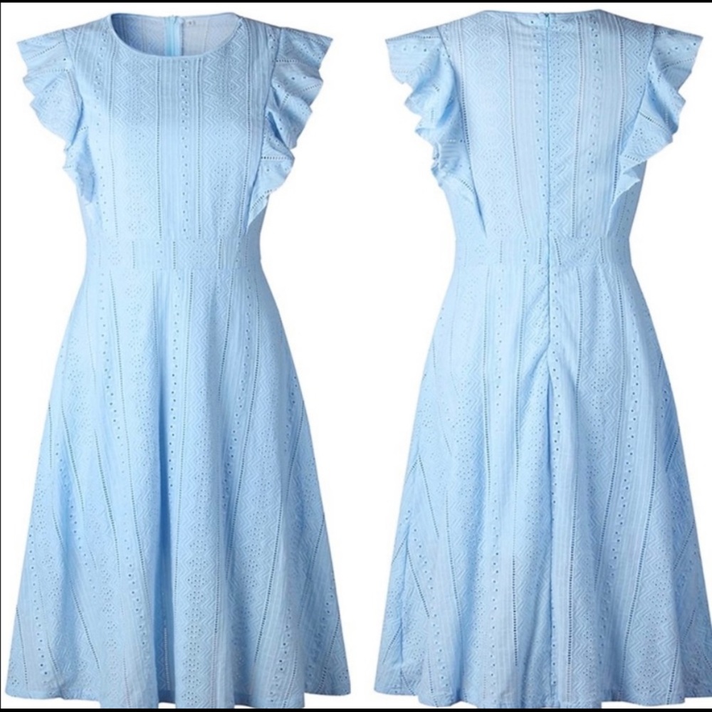 Ecowish Light Blue Ruffle Dress Size Large